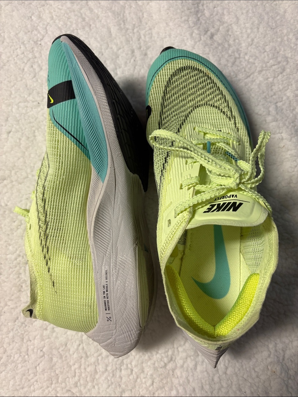 Nike size 7 Women's Neon Yellow & Aqua Flyweight Running Sneakers